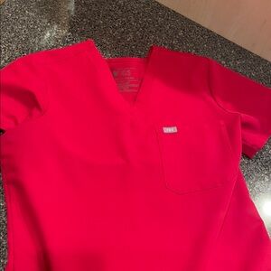 Figs Vivid Red Scrub Top